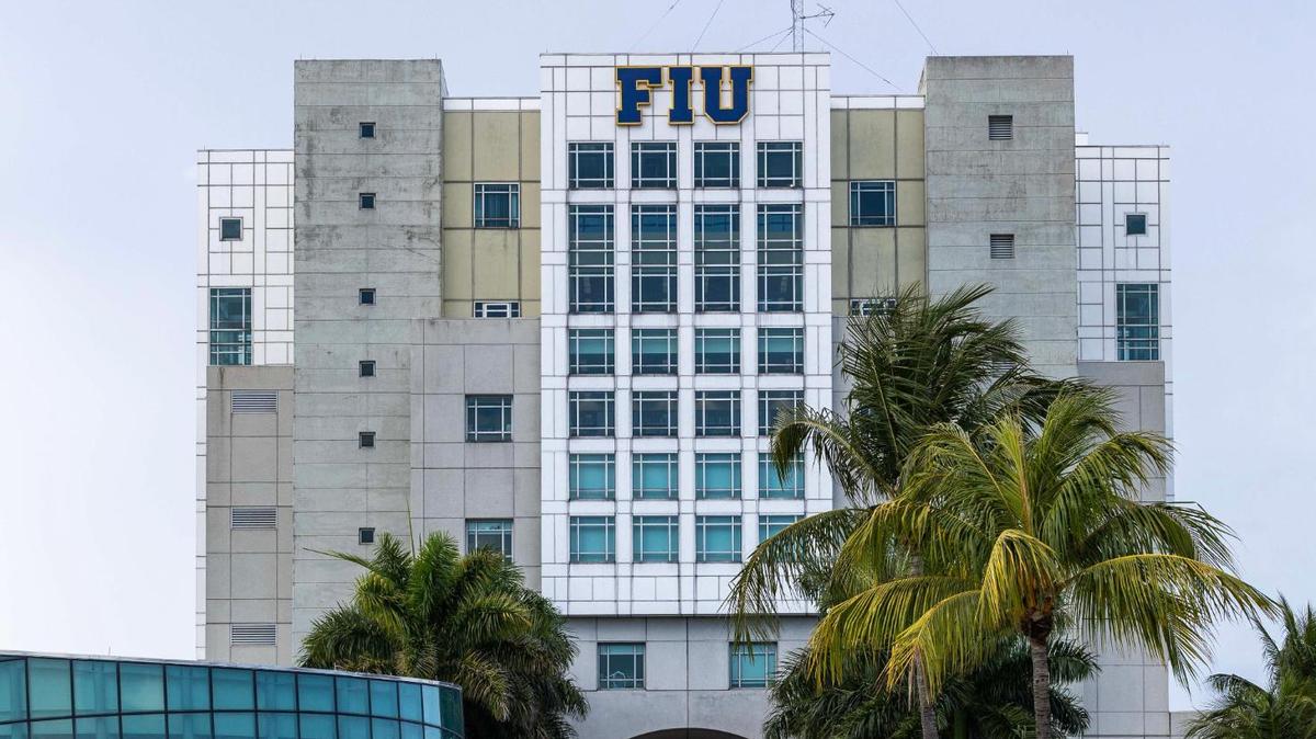 An exterior view of the Steven and Dorothea Green Library at Florida International University on Tuesday, April 1, 2025, in Miami, Fla.