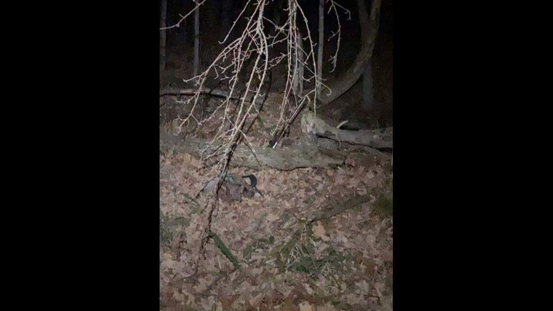 Officers spotted the hunter’s backpack and rifle in the woods which led to his rescue.