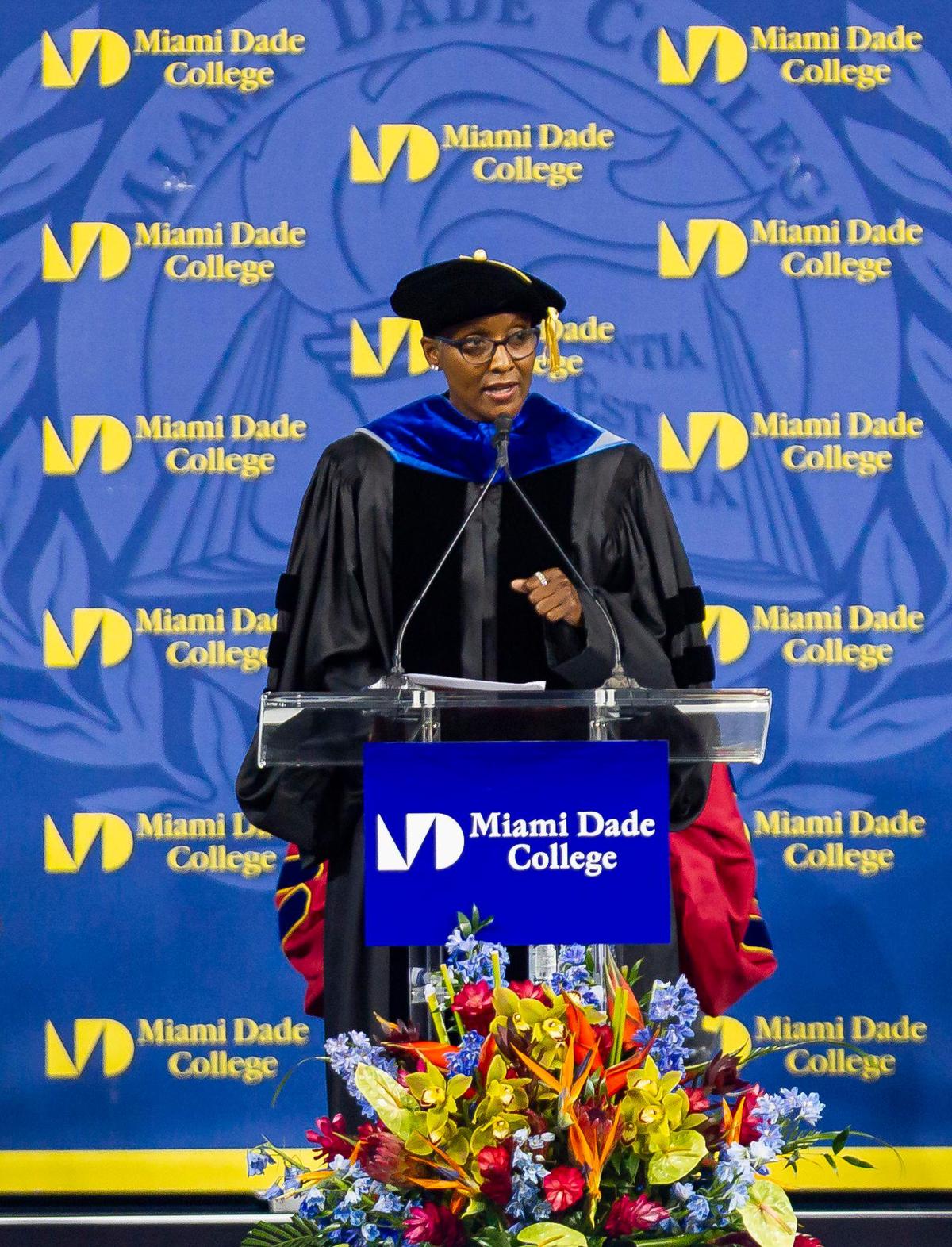 Monica Richardson, the executive editor of the Miami Herald and McClatchy Florida Regional Editor, told graduates of Miami Dade College, “Not only did you make it … you made it through a pandemic,” during MDC commencement ceremonies at loanDepot park in Miami, Florida, on Saturday, May 1, 2021.
