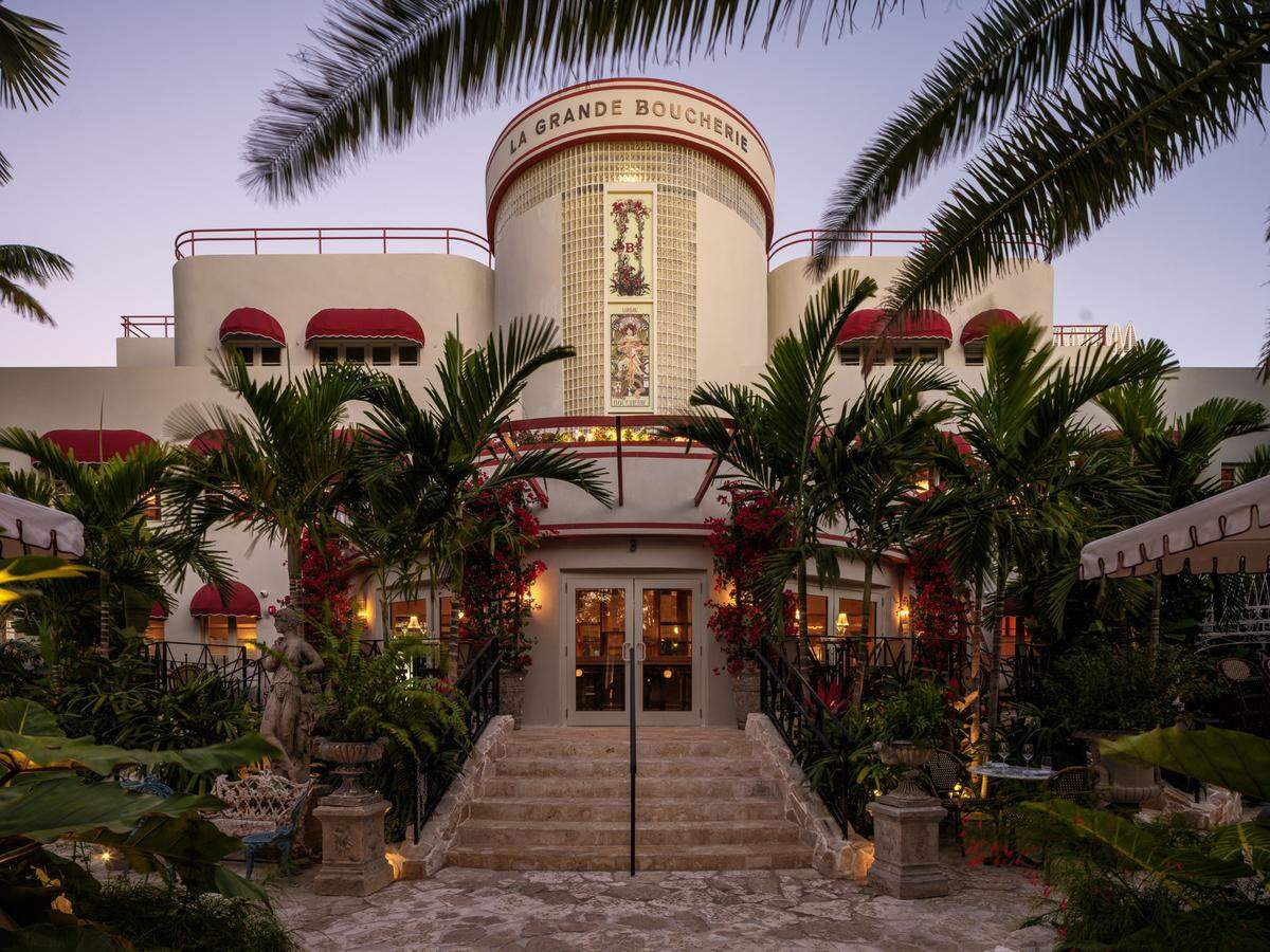 The exterior of the new La Grande Boucherie French restaurant in Miami Beach.