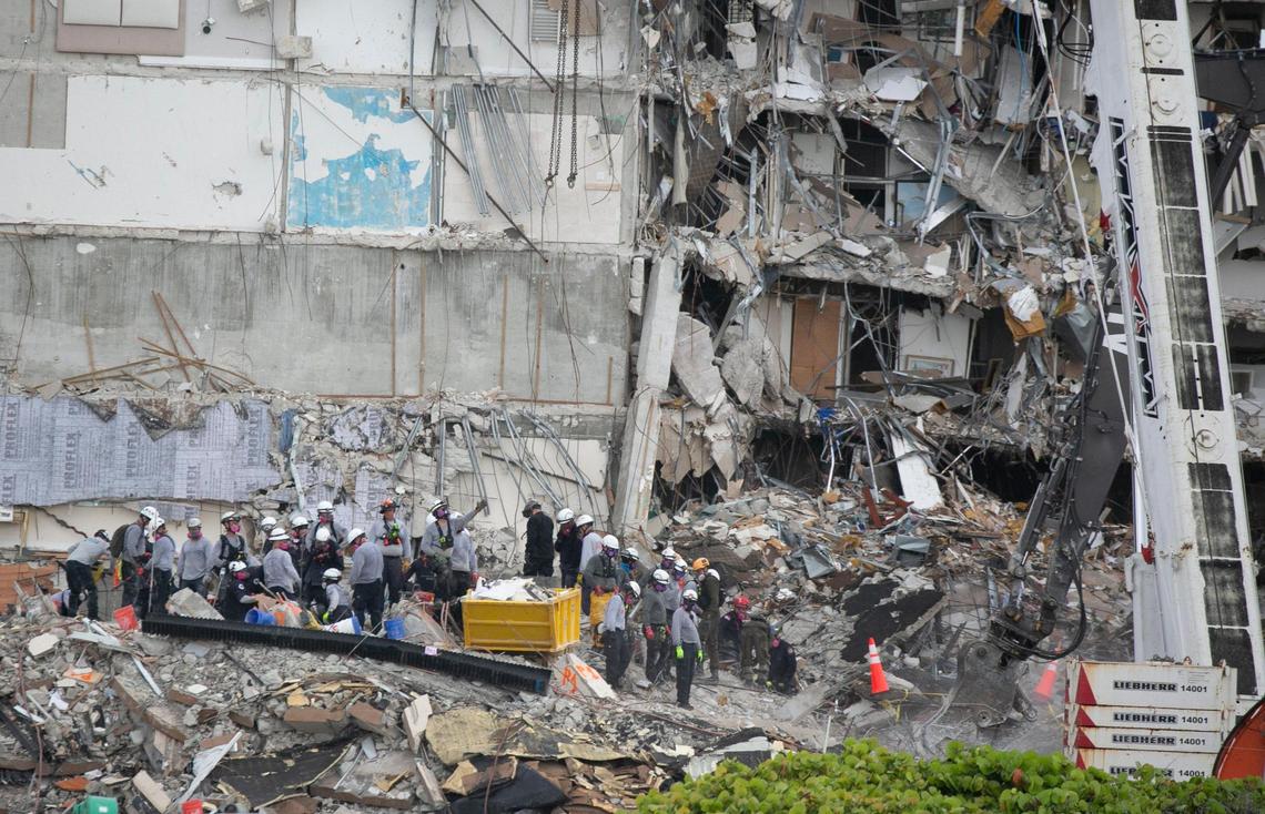 Rescue workers begin the seventh day of searching collapsed Surfside condo Wednesday, June 30, 2021.