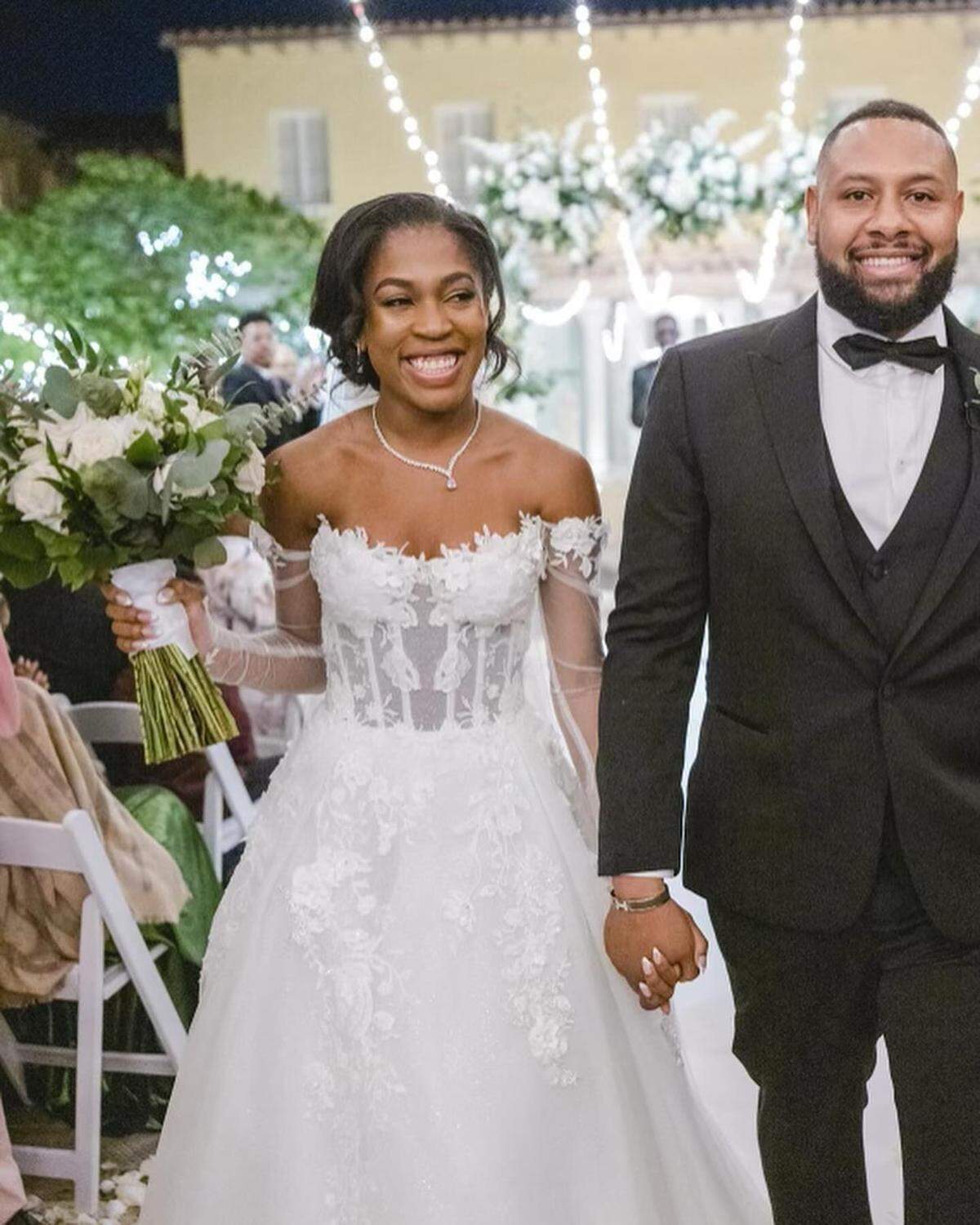Onyxia and Roosevelt Delinois at their wedding in Boca Raton in November 2023.