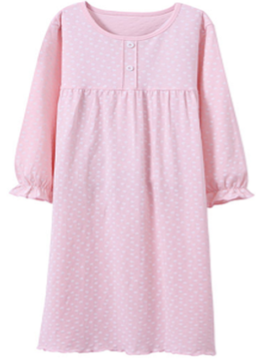Recalled Auranso nightgown with long sleeves and a white heart print