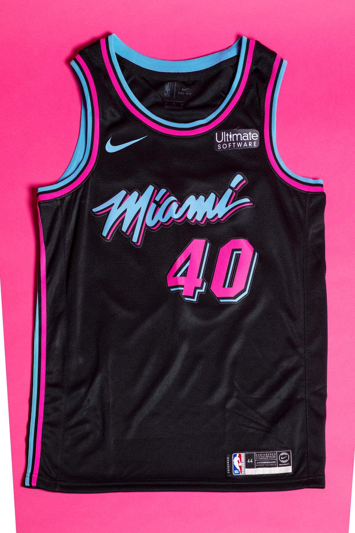 A look at the Heat’s new “Vice Nights” uniform unveiled Monday.