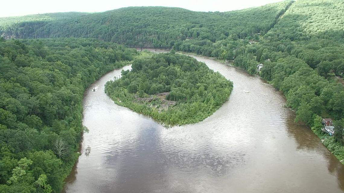 In this photo shared by New York state police, the Delaware River is seen as a search is underway for fisherman who went missing on Sept. 8.