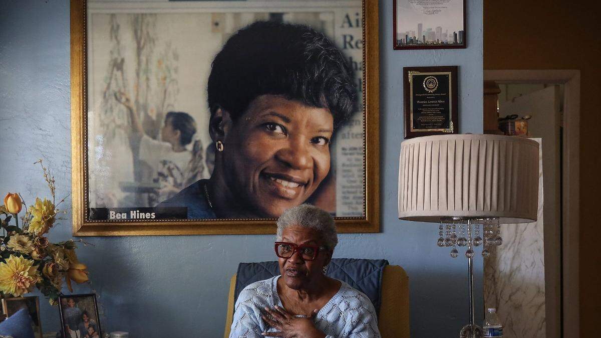 Former Miami Herald journalist Bea Hines is photographed at her home on Feb. 4, 2021, as she recalls the tribulation and triumphs as the paper's first female Black reporter.