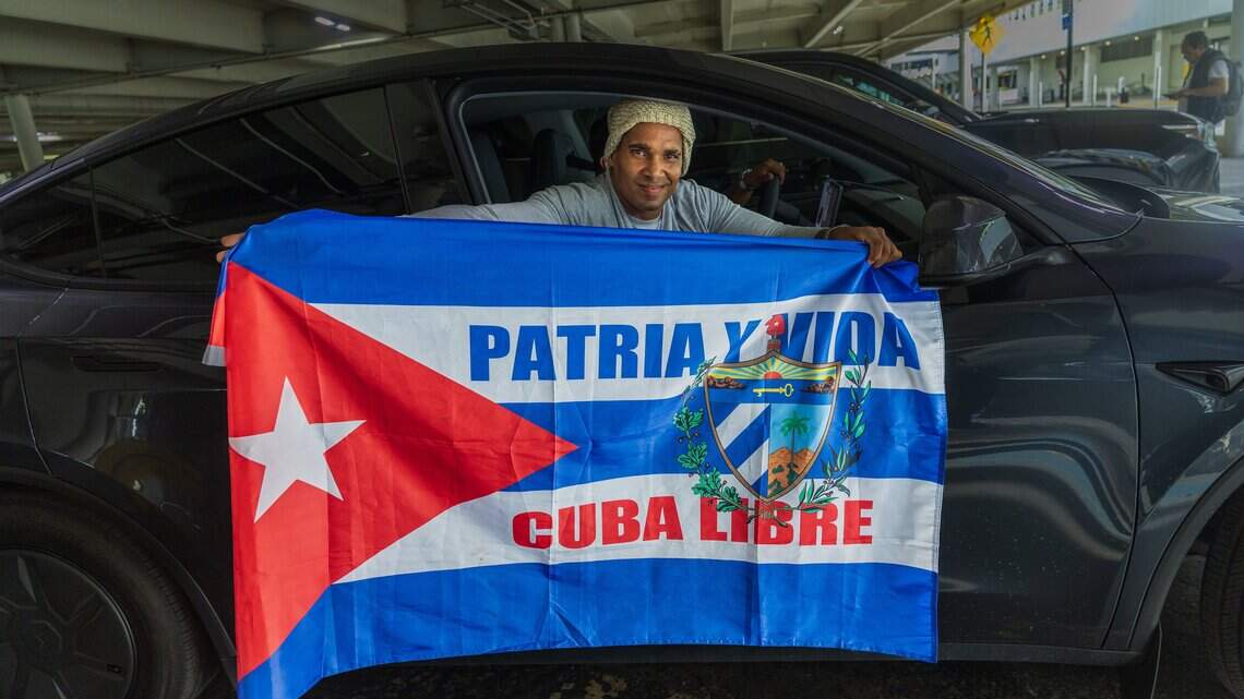 Freed Cuban dissident artist lands at Miami International Airport
