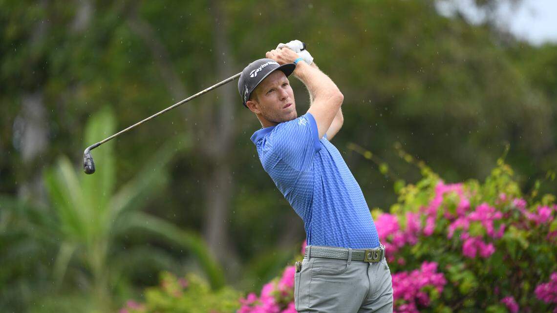 Miami Beach’s Michael Buttacavoli, who will be competing here this week, takes a show at Cinnamon Hill Golf Course on May 5, 2018 in Montego Bay, Jamaica.
