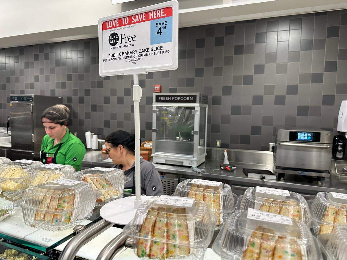 Publix Bakery BOGO cake slices are popping up all over the stores. Here’s a display atop the deli counter at the rebuilt and expanded Publix in Key Largo at the Tradewinds Plaza off the Overseas Highway on Sunday evening, Jan. 19, 2025.