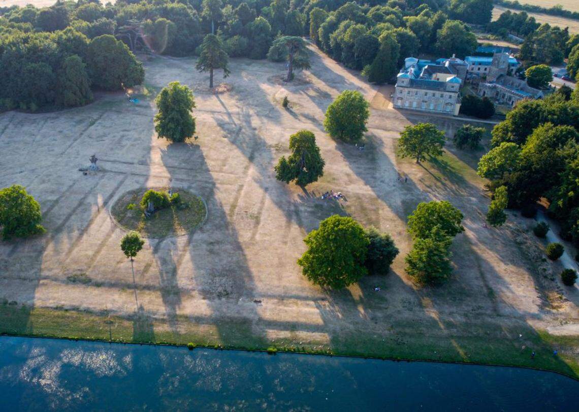 The gardens at Lydiard Park in Swindon, England, seen from above during the U.K.’s August 2022 drought.