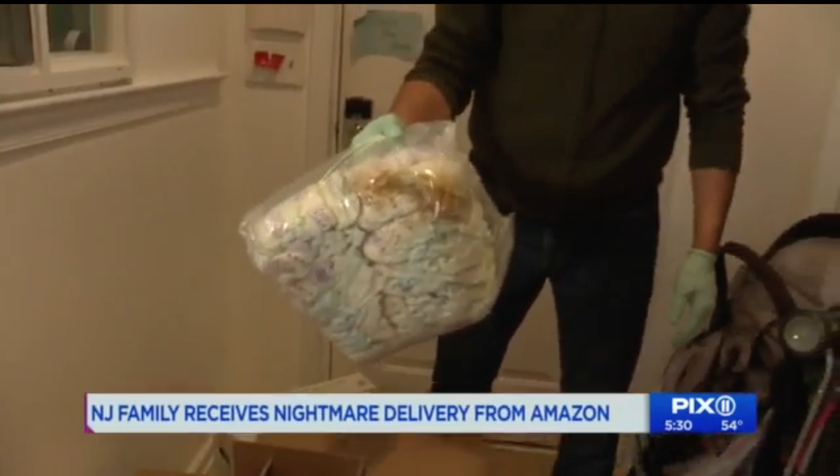 A mom in New Jersey says she discovered her diaper order from Amazon arrived soiled with poop on Wednesday.&nbsp;