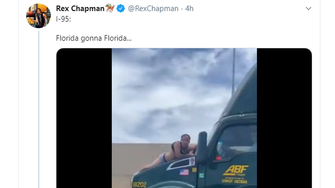 A man jumped onto a moving semi-truck driving down the Florida’s Turnpike Saturday, the Florida Highway Patrol said. A person with the man told troopers he was acting strange.