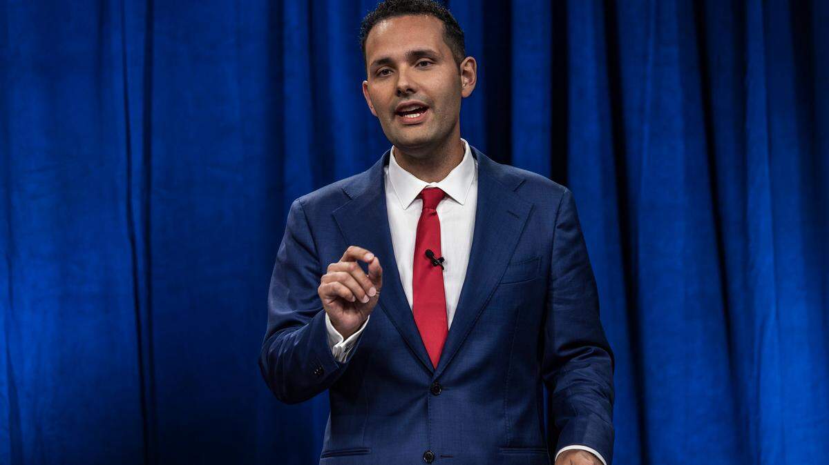 Mayoral candidate and former Councilman Bryan Calvo speaks during a debate at Univision 23 ahead of the Nov. 4 elections on Oct.  15 2025.