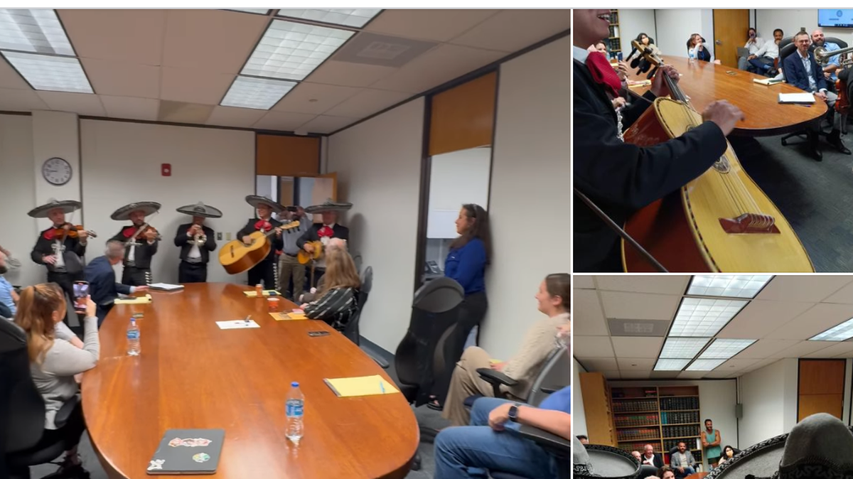 A Facebook post from Miami Beach City Commissioner David Suarez shows a mariachi band he hired to play at City Hall on Monday.
