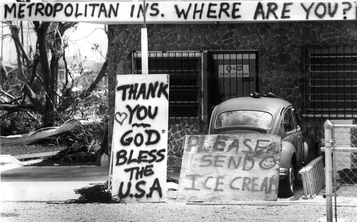 Photo from the aftermath of Hurricane Andrew at a location in Florida City. Charles Trainor Jr./Miami Herald file