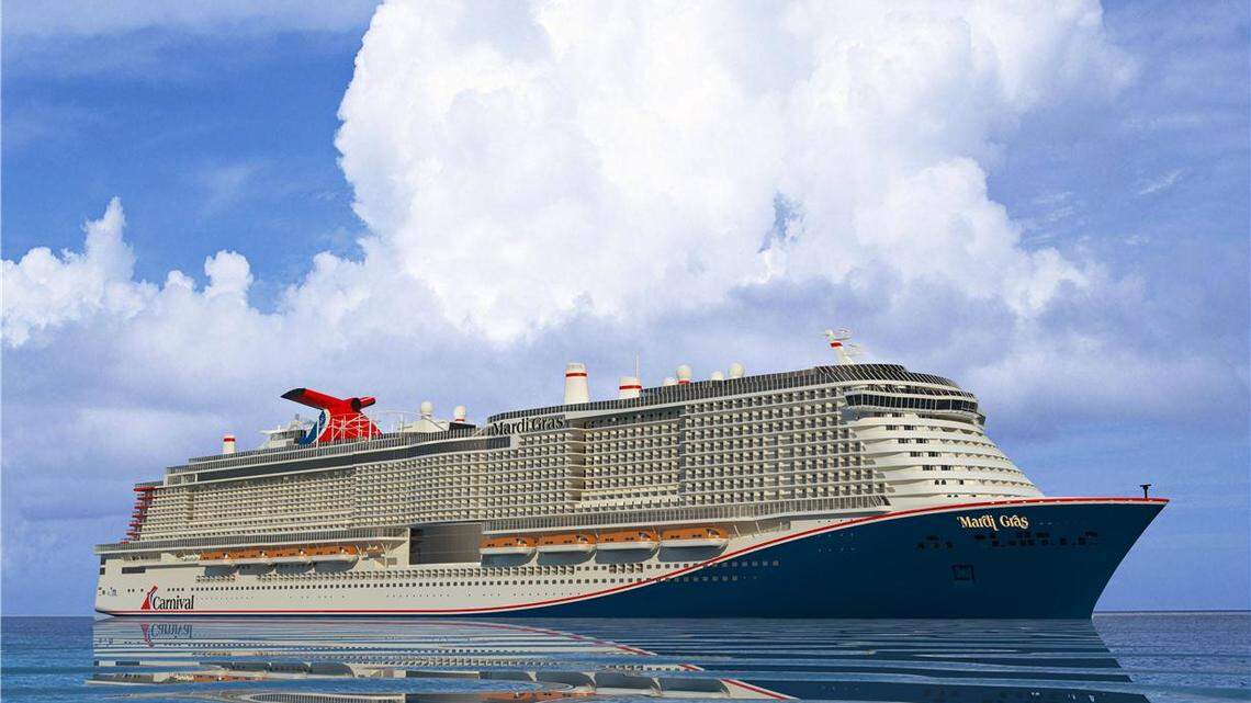 Rendering of Carnival’s largest ship, named Mardi Gras, set to sail from Port Canaveral in 2020.