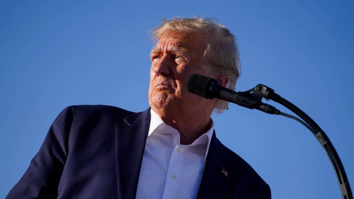 In this file photo, former President Donald Trump speaks at a campaign rally at Waco Regional Airport, Saturday, March 25, 2023, in Waco, Texas.