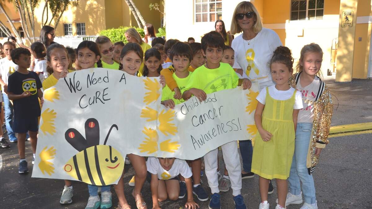 The students, faculty and staff of St. Agnes Academy participated in a walk-a-thon and Gold Dress Down Day in honor of Childhood Cancer Awareness Month. Participants also collected blankets for the patients at Nicklaus Children’s Hospital.