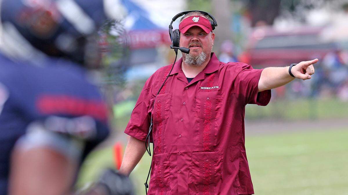 St. Thomas University coach Bill Rychel during last week's game. His team picked up it first-ever victory Saturday against Union College.