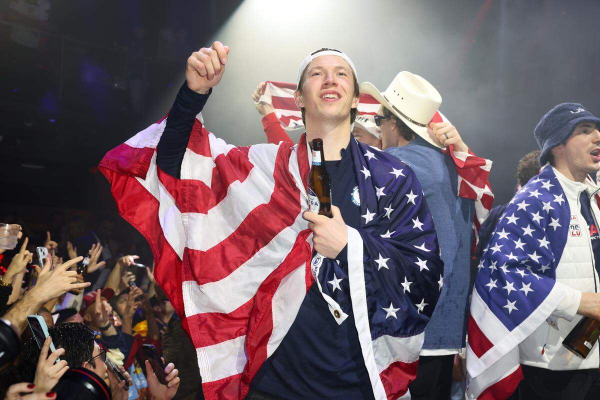 MIAMI, FLORIDA - FEBRUARY 23: Matt Boldy attends a celebration of the USA Men's Hockey Team's Olympic Gold at E11EVEN Miami on February 23, 2026 in Miami, Florida.  (Photo by Alexander Tamargo/Getty Images for E11EVEN Miami)