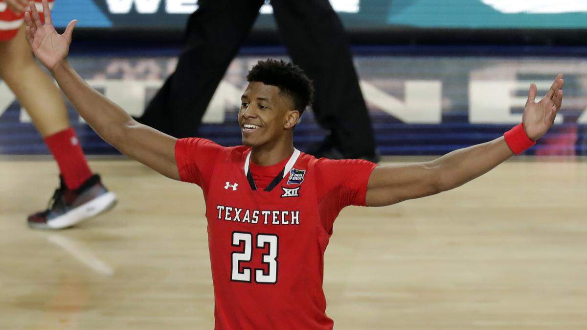 Texas Tech’s Jarrett Culver (23) celebrates after defeating Michigan State 61-51 in the second half in the semifinals of the Final Four NCAA college basketball tournament, Saturday, April 6, 2019, in Minneapolis.