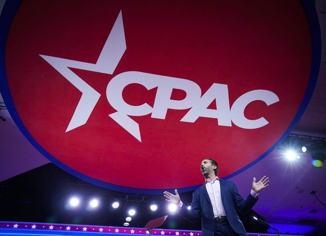 Donald Trump Jr., executive vice president of The Trump Organization and host of ‘Triggered with Don Jr.’ on Rumble, speaks during the Conservative Political Action Conference, CPAC 2023, at the Gaylord National Resort & Convention Center at National Harbor, Maryland, on March 3, 2023. Mandatory Credit: Jack Gruber-USA TODAY