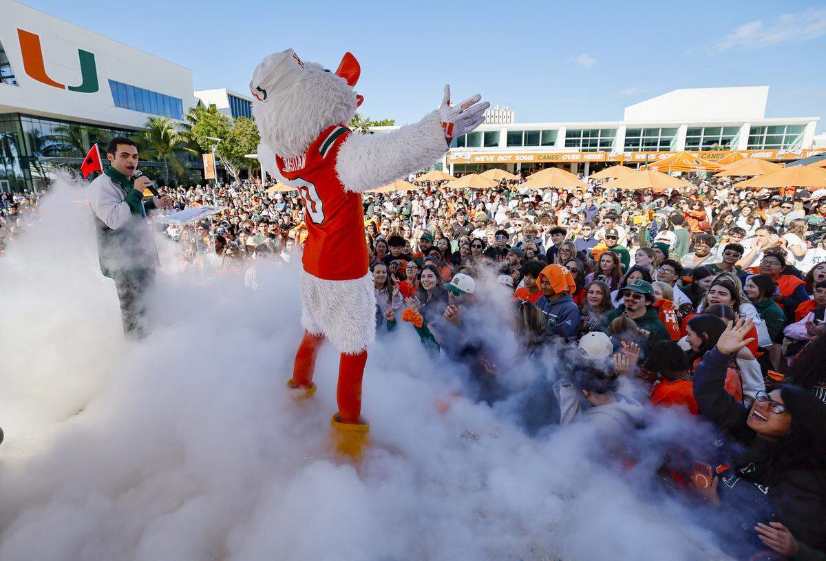 Sebastian the Ibis gets the crowd going.