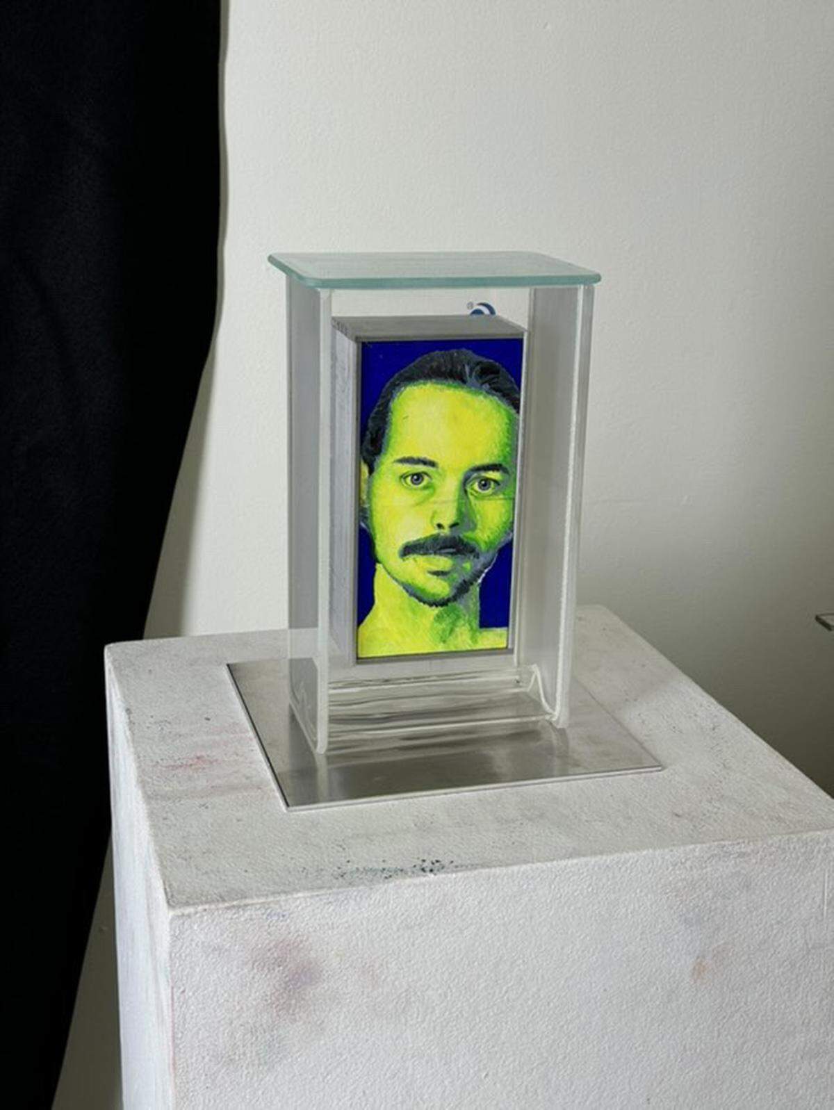 Miami-based artist Connor Dolan creates “hypoxic paintings,” which are small oil paintings trapped in containers filled with argon gas while the paint is still wet. Without oxygen, the paint can’t dry.