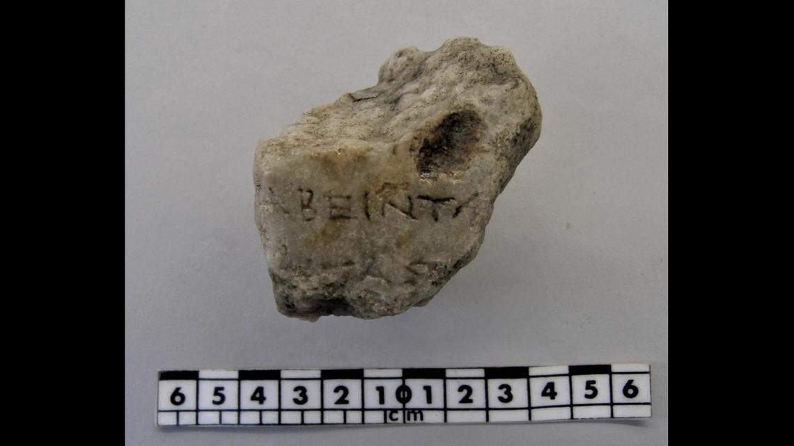 Archaeologists discovered an inscribed column fragment.
