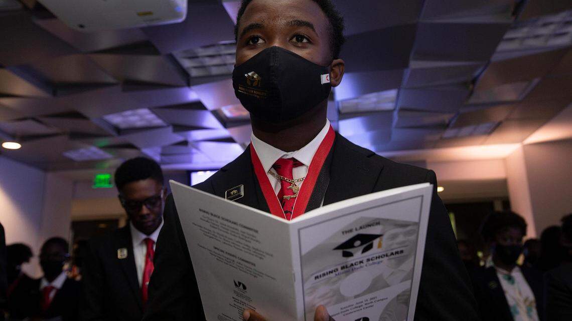 Kelson Baptiste, 17, from Homestead Senior High, who wants to study pre-med, at the event on Tuesday.