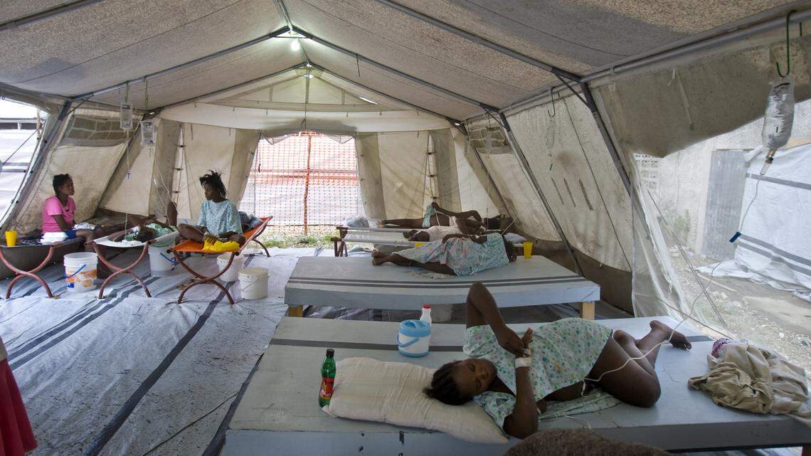 Pregnant women suffering from cholera are being treated in 2012 in Haiti’s only Cholera Maternity Ward at the Doctors Without Borders hospital Isaie Jeanty on the edge of Port-au-Prince.