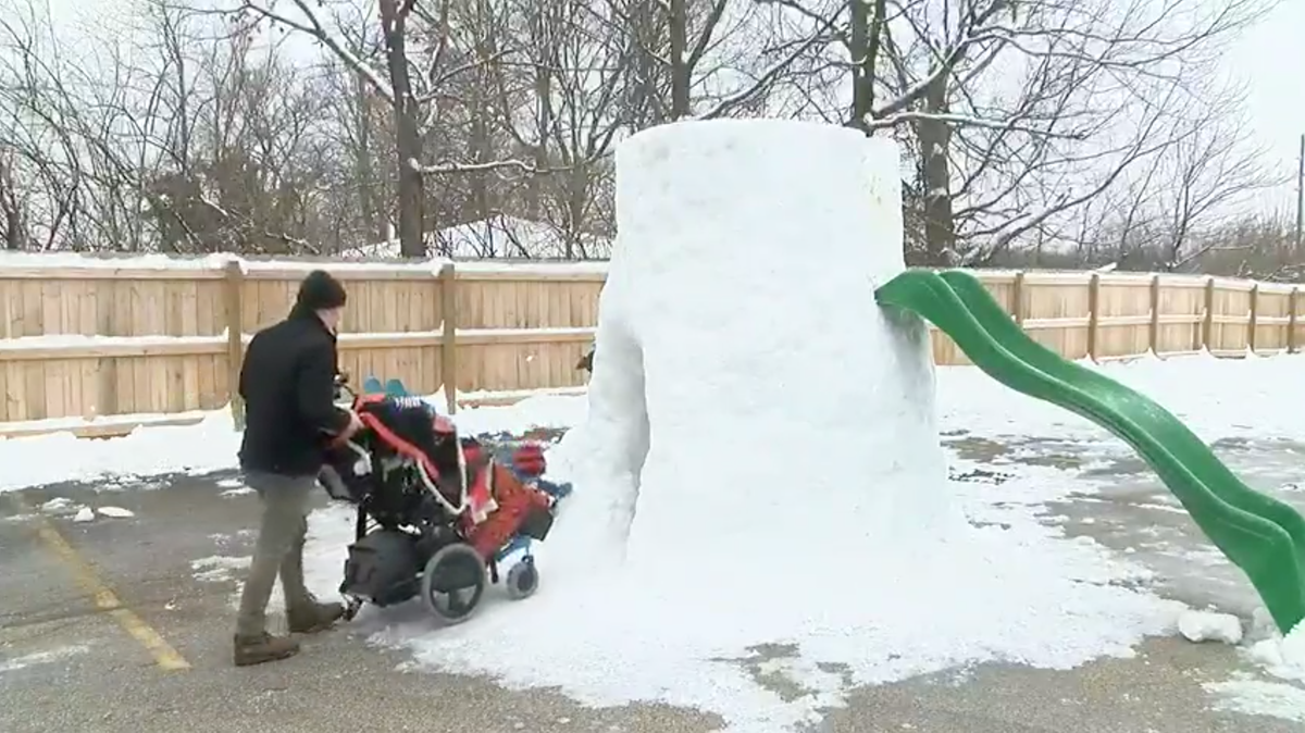 Gregg Eichhorn built a wheelchair-accessible snow fort for his nine adopted kids, who all have special needs, so they could enjoy the winter weather in Cincinnati, Ohio. The igloo is a hit, the adoptive dad said.