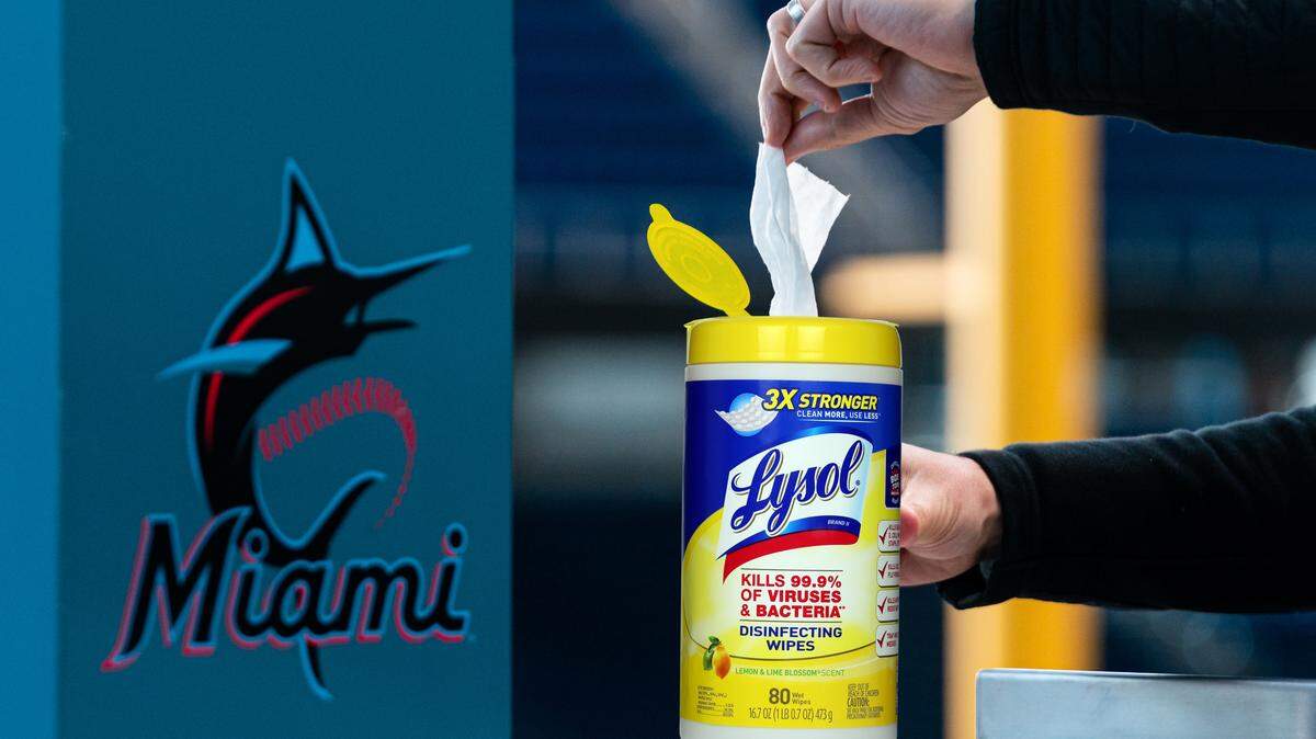 The Miami Marlins are partnering with Lysol to disinfect Marlins Stadium this season and in seasons to come.