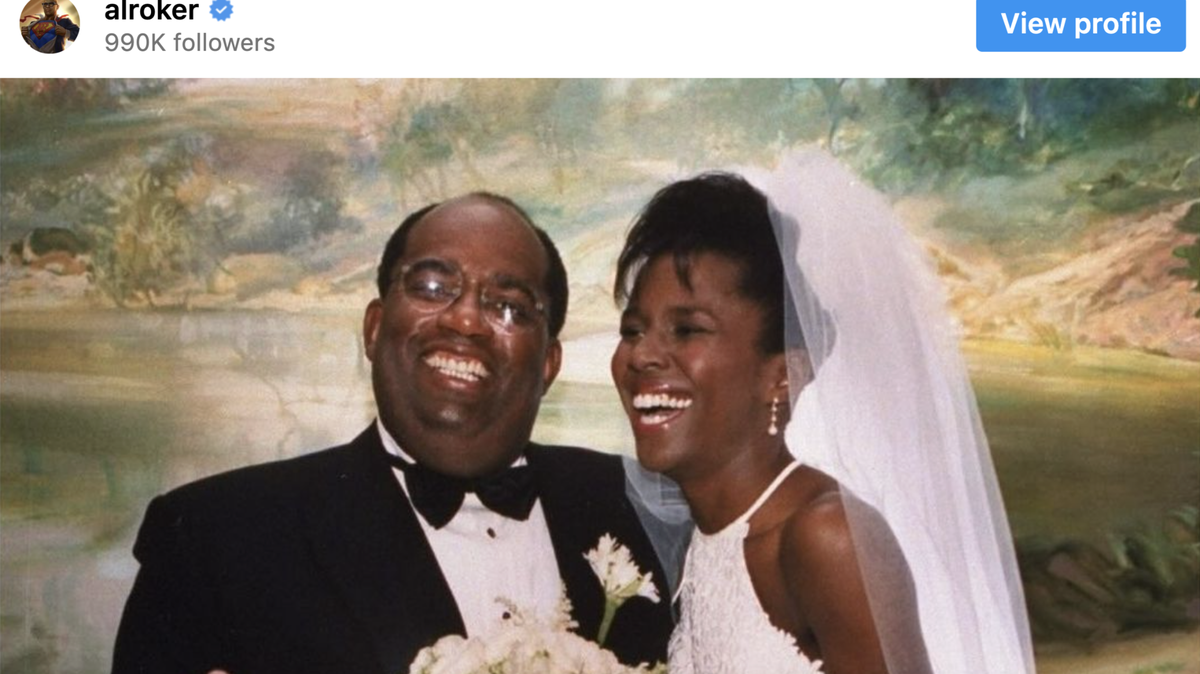 Al Roker and Deborah Roberts on their wedding day. The two are celebrating their 29th anniversary.