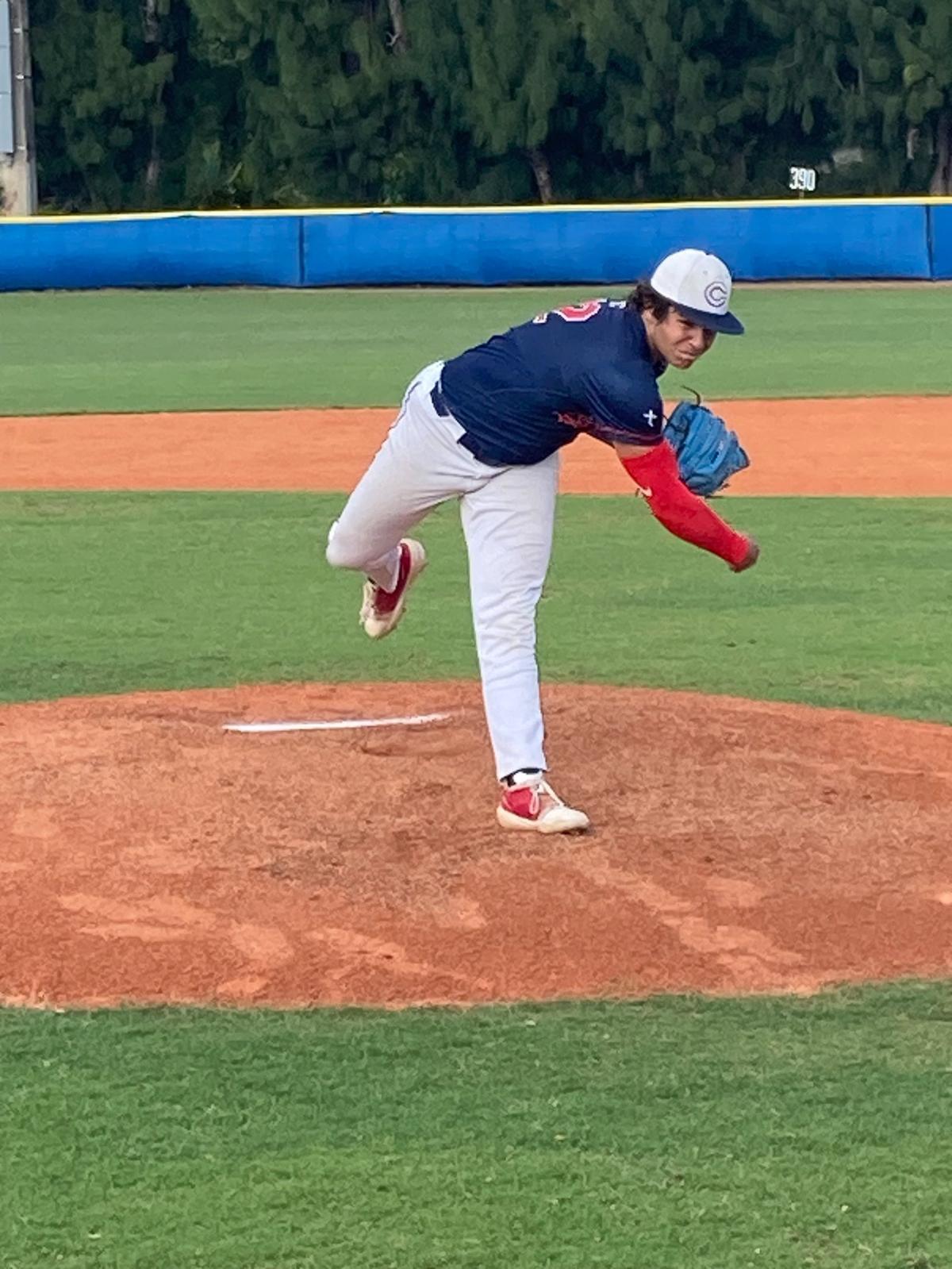 Columbus pitcher Matt Rios was one strike away from a complete game shutout before having to settle for a 5-2 victory over Varela.