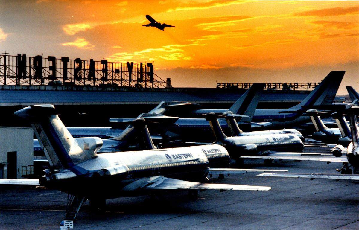 Eastern Airlines jets and ‘Fly Eastern’ signs in Miami.