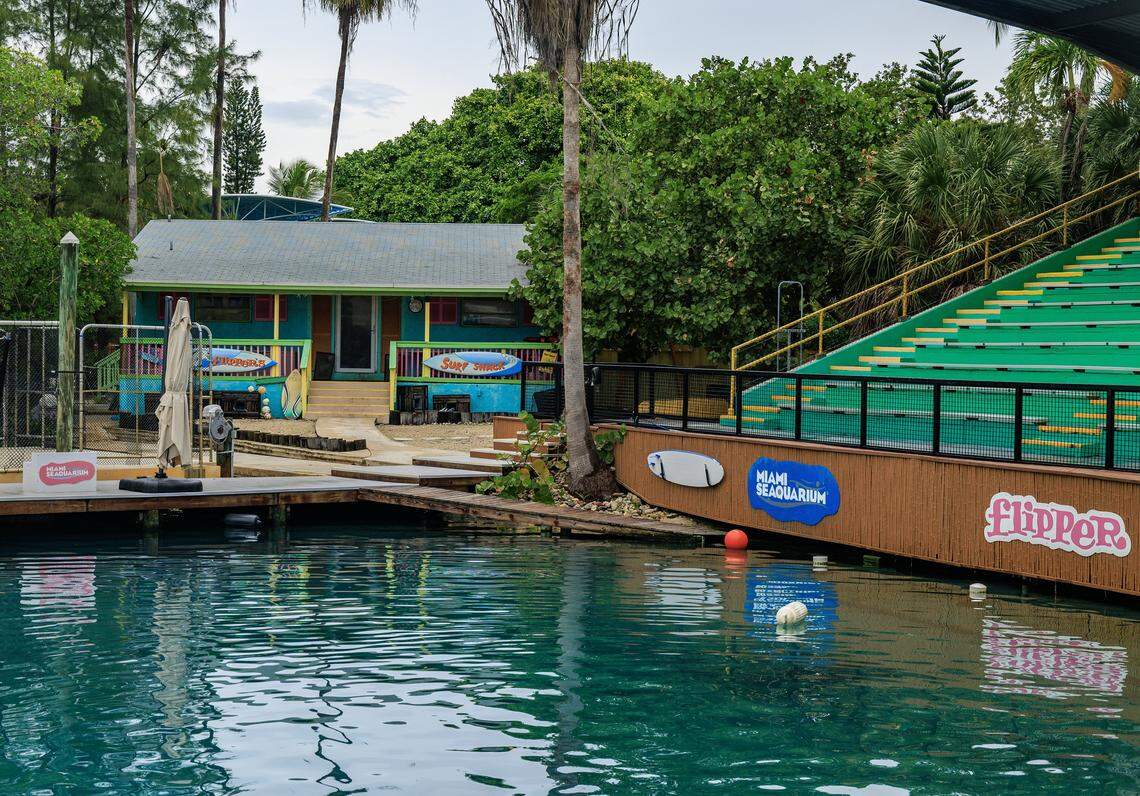 View of a cottage once used in the Flipper television series at the Miami Seaquarium, in Virginia Key, which closed its gates on Sunday October 12, after 70 years in business.