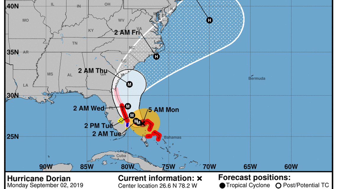 Hurricane Dorian slows as it pounds the Bahamas. Will it turn before Florida?