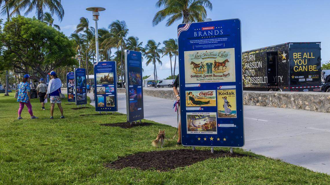 A new outdoor exhibit in Miami Beach honors the U.S.’s 250th birthday. Take a look