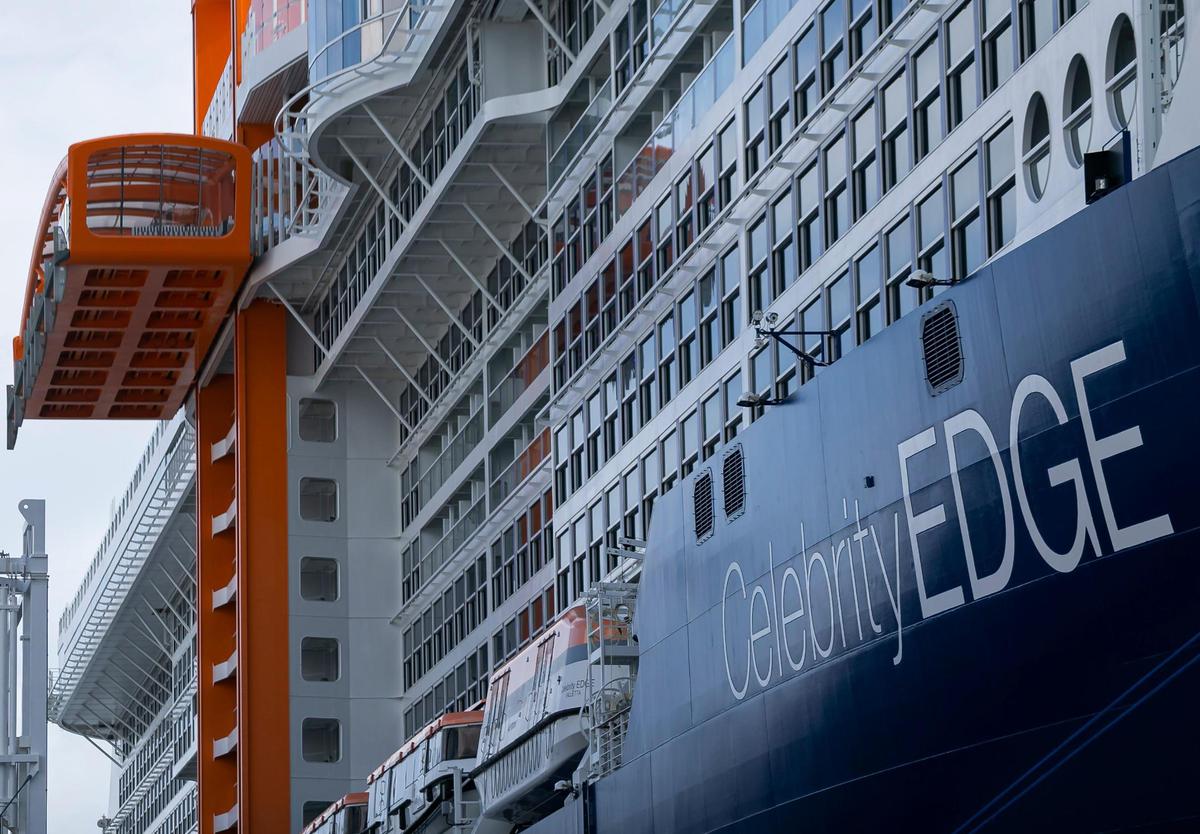 Royal Caribbean’s Celebrity Edge is seen docked at Port Everglades in Fort Lauderdale, Florida, on Saturday, June 26, 2021. After departing Port Everglades Saturday, Celebrity Edge will be the first cruise ship sailing with guests from a U.S. port in over 15 months.