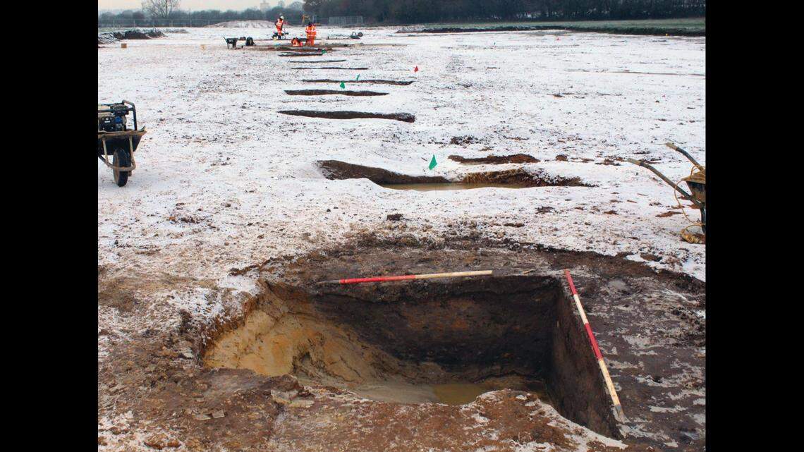 The site, photographed during winter months, was dated to the early Neolithic period, about 5,000 years ago.