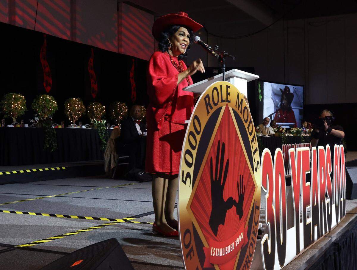 Congresswoman Frederica S. Wilson, founder of the 5000 Role Models of Excellence mentoring program, during last year’s MLK scholarship breakfast. The breakfast will be at 8:30 a..m Monday, Jan. 15, 2024, at the Miami Beach Convention Center.