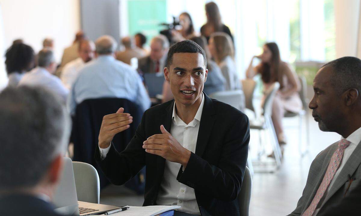 Florida Influencer  Chris Caines of FIU leads a breakout session on transportation and infrastructure on Tuesday during the Florida Priorities Summit at the University of Miami.