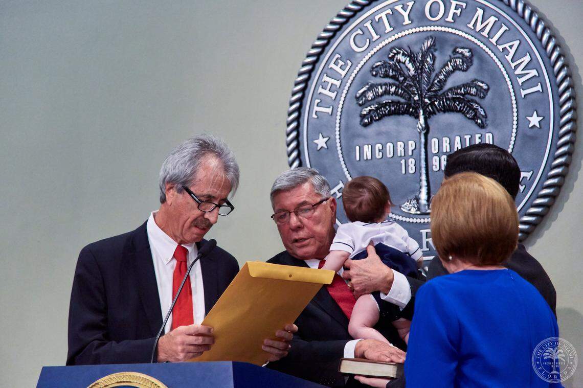 Miami Commissioner Manolo Reyes was sworn in for a second term on Nov. 15, 2019.