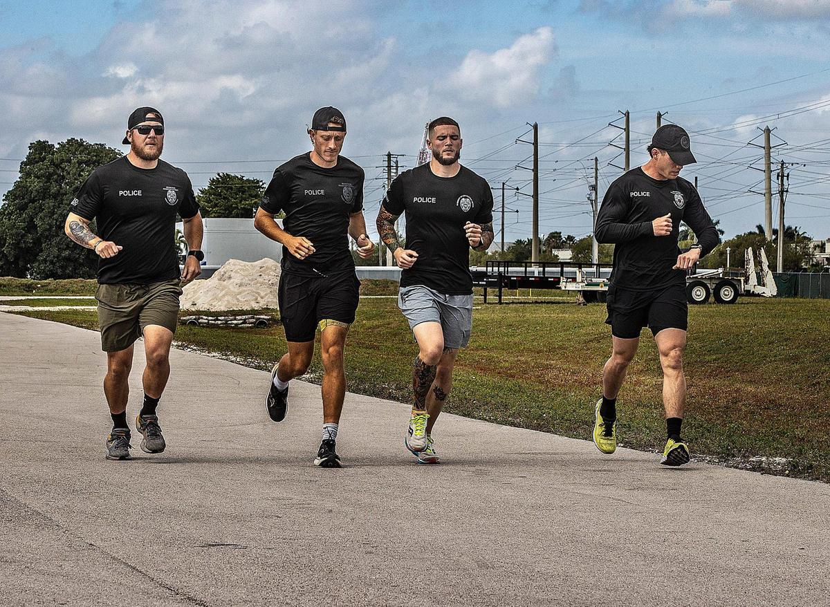 The officers trained in Doral before entering this weekend’s Miami Marathon, where they will run in honor of their fallen partner, Cesar 'Echy' Echaverry.