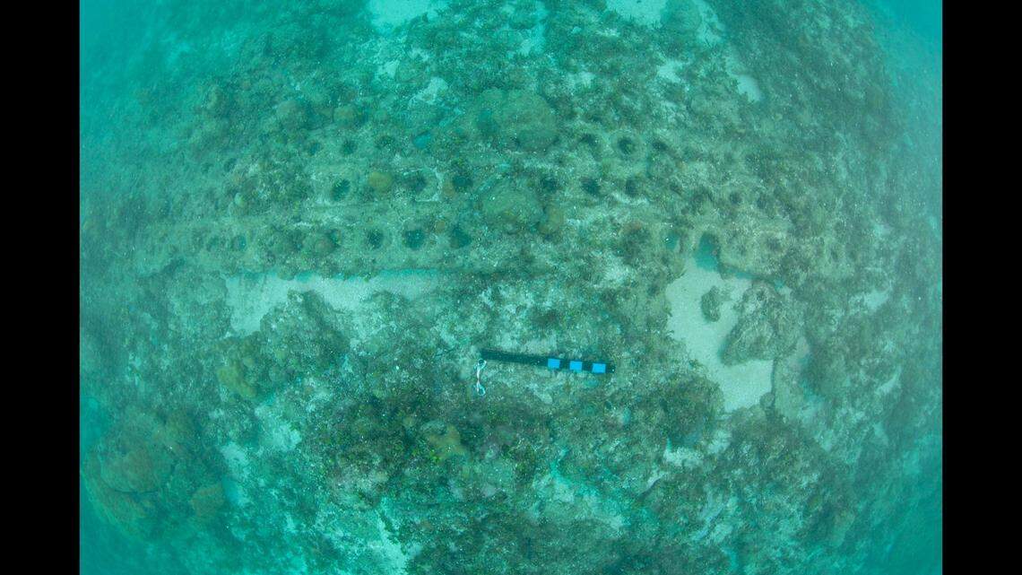 While investigating waters off Guam’s World War II landing beaches, divers found five sections of pierced steel planking near Agat beach.