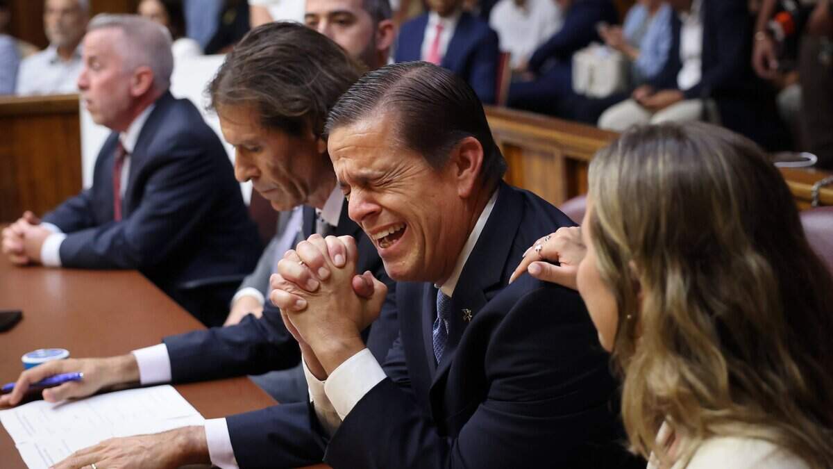 George Pino reacts after the jury's verdict is read in court on Monday, June 22, 2026. Pino was facing manslaughter and vessel homicide charges.