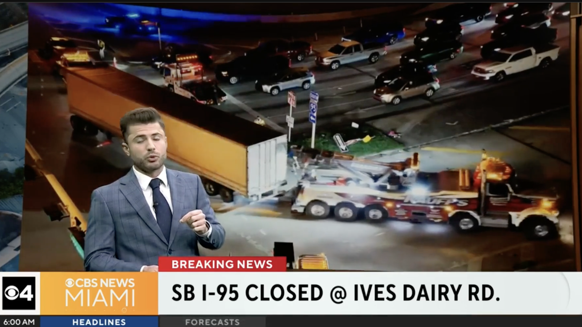 An 18-vehicle crash on I-95 late Thursday night near Ives Dairy Road in Miami-Dade was caused by a tractor-trailer, according to the Florida Highway Patrol. Several people transported to Aventura Hospital.