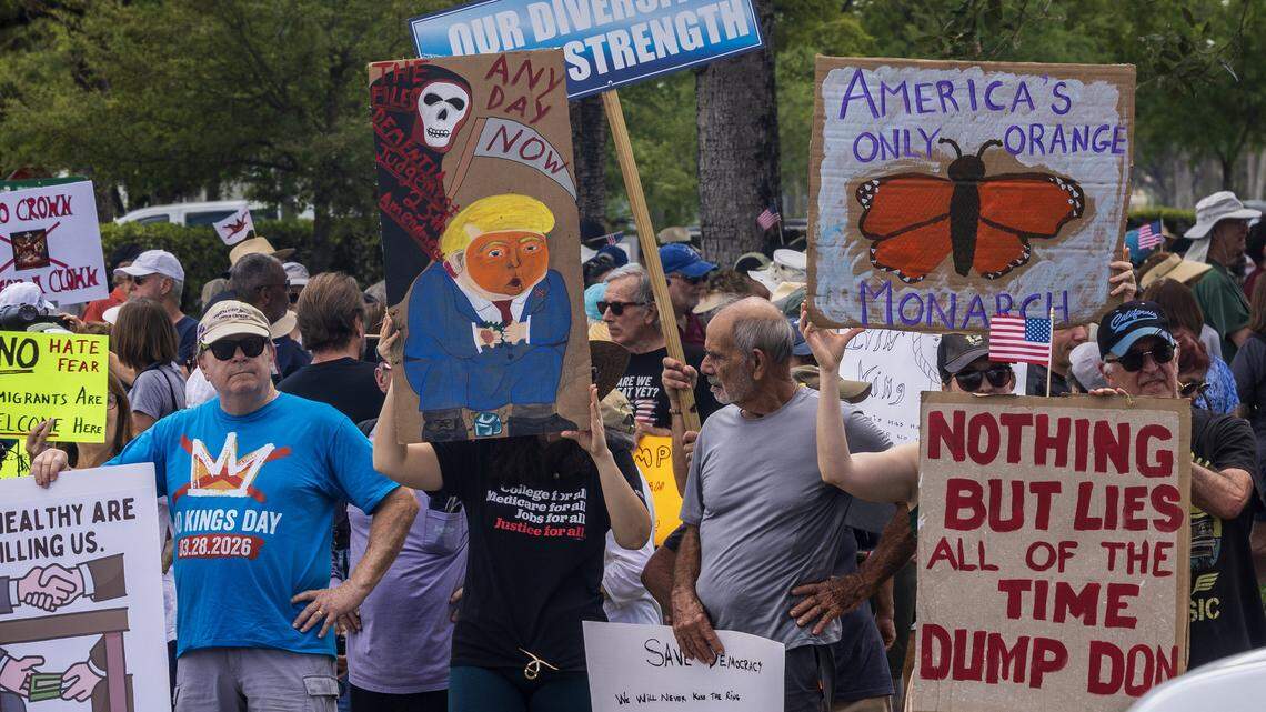 ‘We need patriots.’ Hundreds rally at Tropical Park for ‘No Kings’ protest