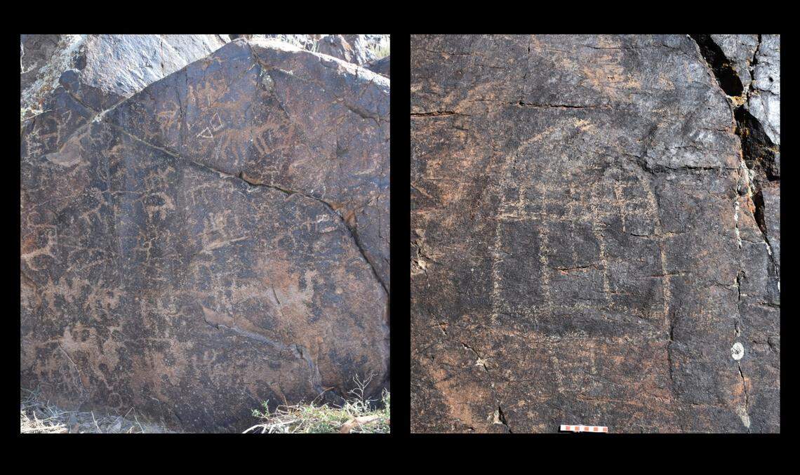 A wall of rock art and the depiction of a yurt were found at the sites, researchers said.